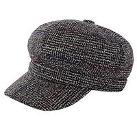 Licus Women Newsboy Baker Boy Cap Warm Thick Plaid Peaked Beret Cabbie Sun Artist Hat Coffee