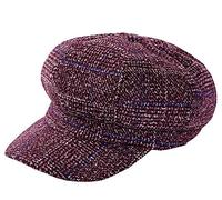 Licus Women Newsboy Baker Boy Cap Warm Thick Plaid Peaked Beret Cabbie Sun Artist Hat Wine Red
