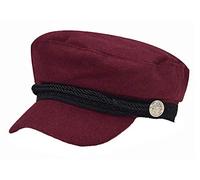 Licus Women Yacht Captain Sailor Hat Newsboy Cabbie Baker Boy Peaked Beret Cap (Wine Red w/Lace)