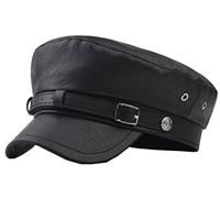 Licus Womens PU Yacht Captain Sailor Hat Newsboy Cabbie Baker Peaked Beret Cap Black#5