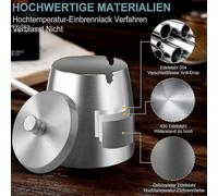Lid ashtray for outdoor use - Stainless steel windproof smoking accessory Black L