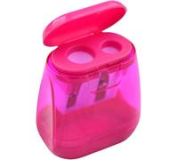 Lid Dual Hole Multifunctional Pencil Sharpener,Lightweight,Portable,Transparent Hand Held Small Compact Pencil Sharpener for Classrooms,Offices Writing and Correction Supplies (Pink)