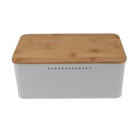 Lid Large Capacity Ventilated Bread Box Storage Bin Grid Pattern for Kitchen Countertop, Bread Keeper for Eco Conscious Individuals (White)