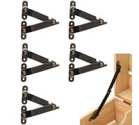 Lid Stay, 6 Piece Soft Close Hinges for Toy Box, Adjustable Heavy Duty Locking Hardware Lift for Down Open Closing Mechanism Cabinet