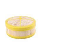 Lid, Yellow Bamboo Steamer Basket Single Tier for Home Cooking | Banding, Even Steam Circulation, Traditional Chinese Design, Suitable for Dim Sum, Buns, Carrots and Asian Kitchen