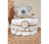 LIDAM Small Nappy Cake with 11 Premium Nappies Size 2 (3-6 kg) & Cuddly Koala Toy - Boho Vintage Style - Gift for Birth or Baby Shower - Made in Germany