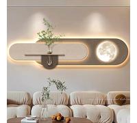 LIDANGUH Living Room sandstone Wall Decor Art with Led Light, Plug-in Power Supply Painting Decoration with Vase and Artificial Plant, for Placement Behind a Sofa Painting(A,37 * 150cm/14.6 * 59in)