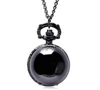 LIDCOM Antique Retro Ball Shaped Quartz Pocket Watch Fashion Sweater Angel Wings Necklace Chain Souvenir Gift for Men Women Kids,Black no Wings