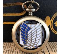 LIDCOM Bronze Vintage Wings Pattern Quartz Pocket Watch Children's Anime Themed Necklace Pendant Clock Birthday Gift,Silver