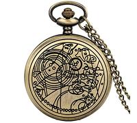 LIDCOM Pocket Watch Antique Roman Number Watch Steampunk Pendant Chain Clock Necklace Best Gift for Man Women,Bronze Thin