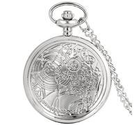 LIDCOM Pocket Watch Antique Roman Number Watch Steampunk Pendant Chain Clock Necklace Best Gift for Man Women,Silver Thin