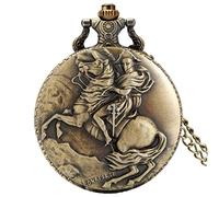 LIDCOM Retro Bronze 3D Horse Face Floral Rattan Pocket Watch FOB Full Hunter Necklace Pendant Souvenir Birthday Gifts for Men Women Kid,05