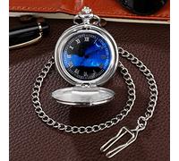 LIDCOM Silver/Black/Gold Smooth Quartz Pocket Watch Men Women Necklace Clock Metal Alloy Watches Pendant with Fob Chain Necklace Gifts,Silver E 30 cm Chain
