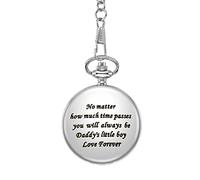 LIDCOM to My Dad I Love You Black Gold Unique Quartz Pocket Watch Necklace Chain Pendant Antique Men Father's Day Present,P758