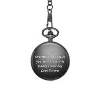 LIDCOM to My Dad I Love You Black Gold Unique Quartz Pocket Watch Necklace Chain Pendant Antique Men Father's Day Present,P760