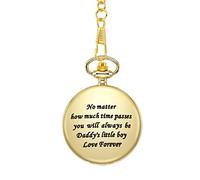 LIDCOM to My Dad I Love You Black Gold Unique Quartz Pocket Watch Necklace Chain Pendant Antique Men Father's Day Present,P757