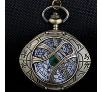 LIDCOM Unique Bronze Quartz Pocket Watch Dragon Eyes Wolf Necklace Chain Pendant Gifts,Blue