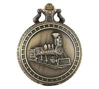 LIDCOM Vintage Hollow Bronze Locomotive Design Quartz Fob Pocket Watch with Necklace Chain Gift to Men Women,Bronze 6