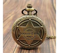 LIDCOM Vintage Punk Bronze Style Design Five-Pointed Star Theme Quartz Pocket Watch Pendant Boys and Girls Gifts
