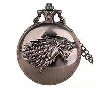 LIDCOM Vintage Retro House Quartz Pocket Watch Awesome Wolf Fire and Blood Man Women Necklace Pendant Fob Watch,Bronze