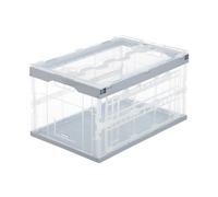 Lidded folding storage box Heavy-Duty Tote Versatile Organiser 60 L Clear