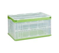 Lidded folding storage box Heavy-Duty Tote Versatile Organiser 60 L Clear