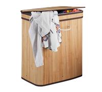Lidded laundry hamper Removable Liner Lidded Laundry Basket Bamboo Laundry Bin