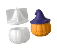 Lidded Pumpkin Storage Resin Form for Makers | Silicone Casting Set with Witch Hat Theme, Trinket Box Shapes, Autumn Shelf Decor
