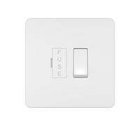 LIDER 1-Gang 13A Switched Fused Connection Unit, Heavy Duty, Double-Pole Isolation Switch, Screwless Plastic Faceplate, Glossy Finish, UKCA Certified, White
