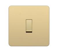 LIDER 1-Gang Screwless Light Switch, 1-Way/2-Way, UKCA Certified, Screwless Plastic Faceplate, Thermoplastic, Round Edges, 16A, Glossy Finish, Gold