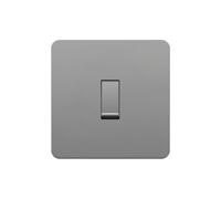 LIDER 1-Gang Screwless Light Switch, 1-Way/2-Way, UKCA Certified, Screwless Plastic Faceplate, Thermoplastic, Round Edges, 16A, Glossy Finish, Space Gray