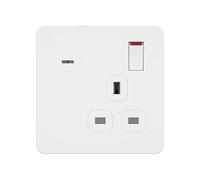 LIDER 1-Gang Switched 13A Socket, LED, Daylight Sensor, Soft White 3000K | Adjustable Low Energy Night Light, Plastic Plate Cover, White , Use A 35mm-Deep Back Box