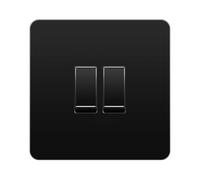 LIDER 2-Gang Screwless Light Switch, 1-Way/2-Way, UKCA Certified, Plastic Screwless Faceplate, RoHS Compliant, Heat & Fade Resistant, Round Edges, 16A, Glossy Finish, Black