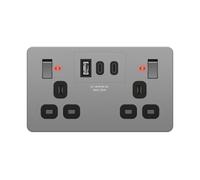 LIDER 2-Gang Switched 13A Socket with USB TYPE C &