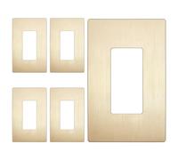 LIDER Brushed Finish Decorator Switch Cover, Screwless Wall Plate, Mid-Size 1-Gang 4.88" x 3.11", Unbreakable Polycarbonate Thermoplastic, UL Listed, LSWP-31M-BGD5P, Brushed Gold, 5 Pack