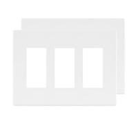 LIDER Brushed Finish Decorator Switch Cover, Screwless Wall Plate, Mid-Size 3-Gang 4.88" x 6.77", Unbreakable Polycarbonate Thermoplastic, UL Listed, LSWP-33M-W2P, White, 2 Pack