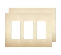 LIDER Brushed Finish Decorator Switch Cover, Screwless Wall Plate, Mid-Size 3-Gang 4.88" x 6.77", Unbreakable Polycarbonate Thermoplastic, UL Listed, LSWP-33M-BGD2P, Brushed Gold, 2 Pack