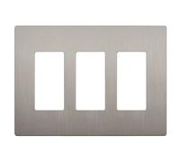 LIDER Brushed Finish Decorator Switch Cover, Screwless Wall Plate, Mid-Size 3-Gang 4.88" x 6.77", Unbreakable Polycarbonate Thermoplastic, UL Listed, LSWP-33M-BNK, Brushed Nickel