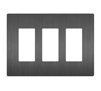 LIDER Brushed Finish Decorator Switch Cover, Screwless Wall Plate, Mid-Size 3-Gang 4.88" x 6.77", Unbreakable Polycarbonate Thermoplastic, UL Listed, LSWP-33M-BSG, Brushed Space Gray