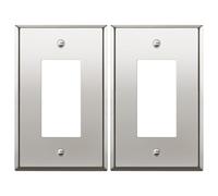LIDER Decorator Switch or Receptacle Metal Wall Plate, Stainless Steel Outlet Cover, Corrosion Resistant, Mid-Size 1-Gang 4.88" x 3.11", 201 Stainless Steel, LMWP-31M-PC2P, Polished Chrome, 2 Pack