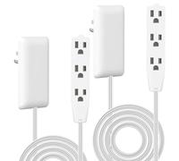 LIDER Flat-Face Outlet Extender with 3 Receptacles, Ultra-Thin Wall Plate Plug with Cord Extender and 3-Outlet Power Strip, 8ft Cord, LWE8-315-W, White