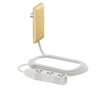 LIDER Flat-Face Outlet Extender with 3 Receptacles, Ultra-Thin Wall Plate Plug with Cord Extender and 3-Outlet Power Strip, 8ft Cord, LWE8-315-GD, ETL-Listed, Gold
