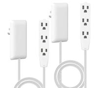 LIDER - Flat Socket Extension with 3 Sockets, Ultra Thin Wall Plate Socket with Cable Extension and Triple Power Strip, 3 Foot Cable, LWE3-315-W2P, White