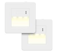 LIDER Full Guide Light, Neutral Required, No Earth, in-Wall Night Light, Built-in LED with Daylight Sensor, Adjustable Brightness, Glossy Finish, UKCA Certified, White, 2 Pack (Not Plug-in)