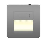 LIDER Full Guide Light, No Earth, Built-in LED, Space Grey (Not Plug-In) | In-Wall Night Light, Glossy, UKCA Certified, Automatic LED Night Light, Daylight Sensor For Auto Control