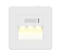 LIDER Full Guide Light with PIR Motion Sensor, No Earth, Neutral Required, In-Wall Auto Night Light, Adjustable Brightness & Time Delay, Glossy Finish, UKCA Certified, White (Not Plug-In Version)