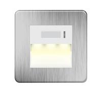 LIDER Full Guide Light with PIR Motion Sensor, Stainless Steel Not Plug-In | In-Wall Auto Night Light, No Earth, Neutral Required, Adjustable Brightness & Time Delay, UKCA Certified