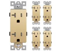 LIDER Matte Finish Decorator Receptacle with Interchangeable Face Cover, Child Safe Tamper-Resistant Wall Outlet, Commercial Grade, Self-Grounding, 20A 125V, UL Listed, LR20-TR-GD5P, Gold, 5 Pack