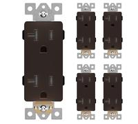 LIDER Matte Finish Decorator Receptacle with Interchangeable Face Cover, Child Safe Tamper-Resistant Wall Outlet, Commercial Grade, Self-Grounding, 20A 125V, UL Listed, LR20-TR-BR5P, Brown, 5 Pack