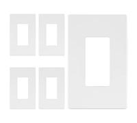 LIDER Matte Finish Decorator Switch Cover, Screwless Wall Plate, Mid-Size 1-Gang 4.88" x 3.11", Unbreakable Polycarbonate Thermoplastic, UL Listed, LSWP-31M-W5P, White, 5 Pack